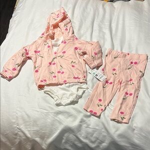 Carter’s 9M Pink Floral Baby Hoodie and Pants Set